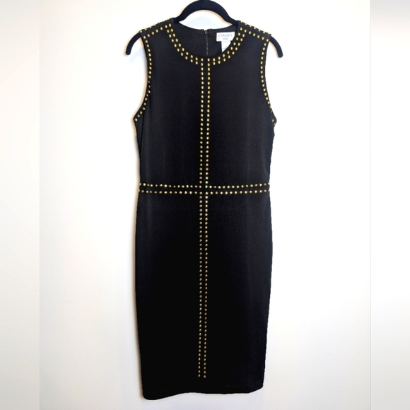 Black and Gold Studded Sleeveless Dress - Picture 1 of 6